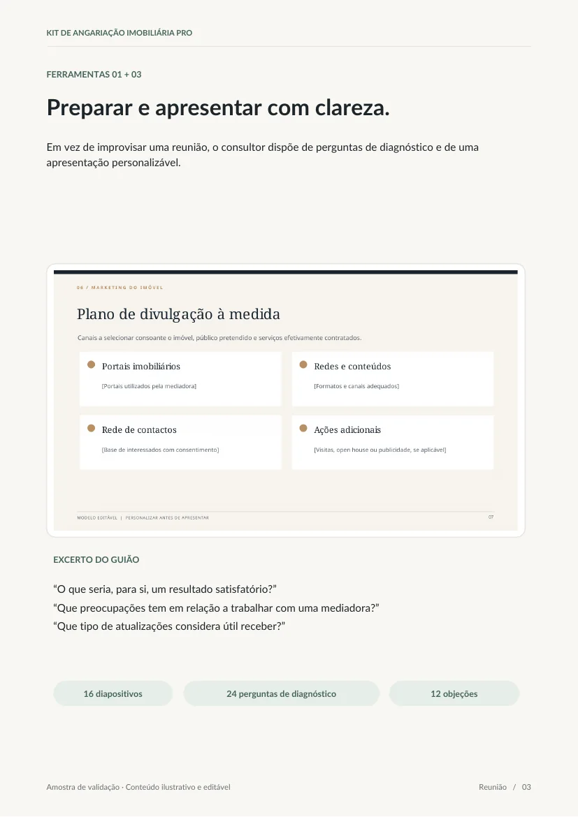 Exemplo de apresentação e perguntas para reunião de angariação