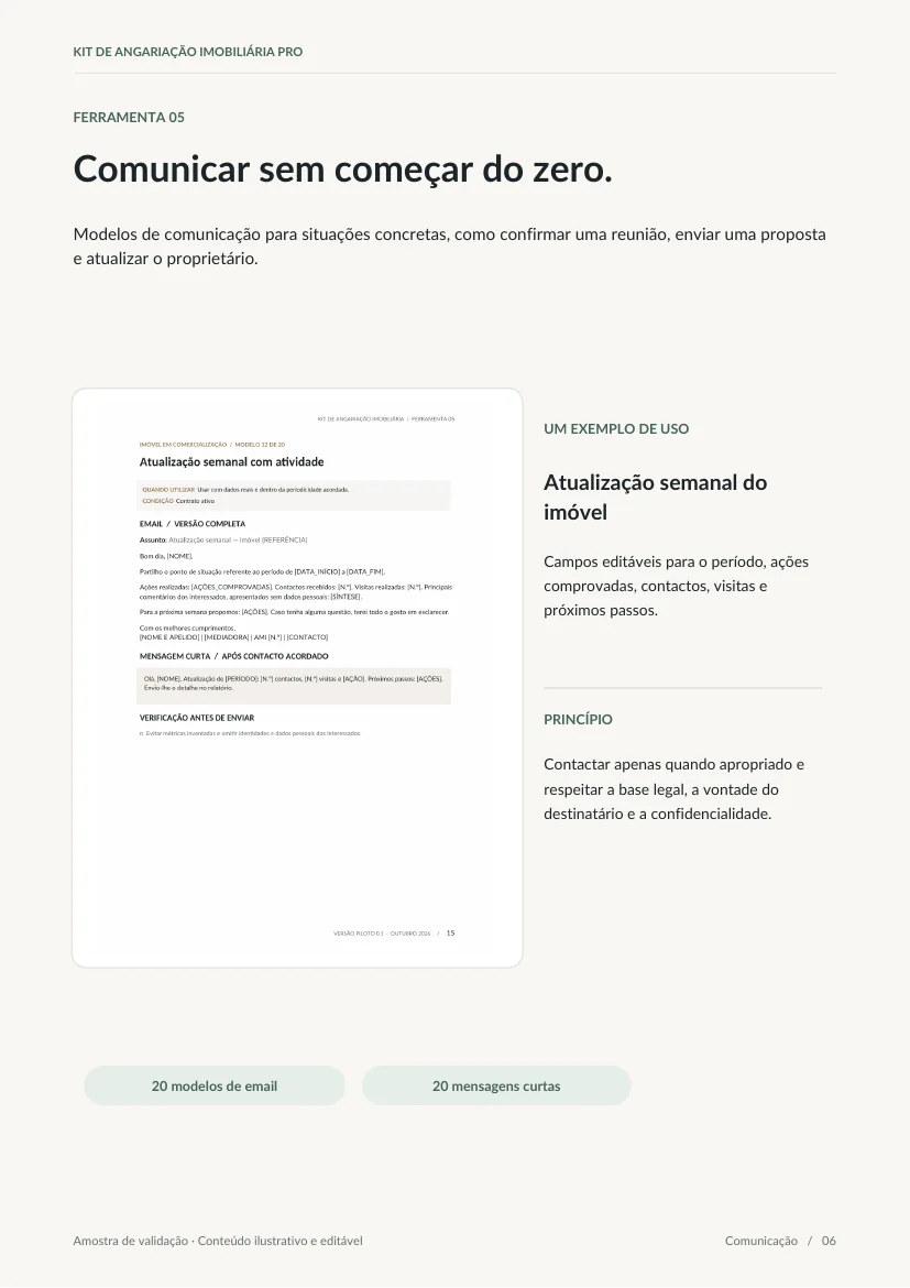 Página real da demonstração de emails e mensagens para consultores